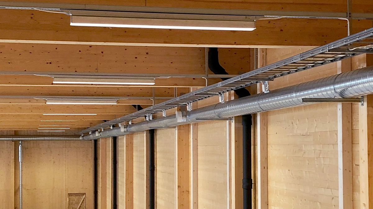 Cable ladders hanging from the ceiling